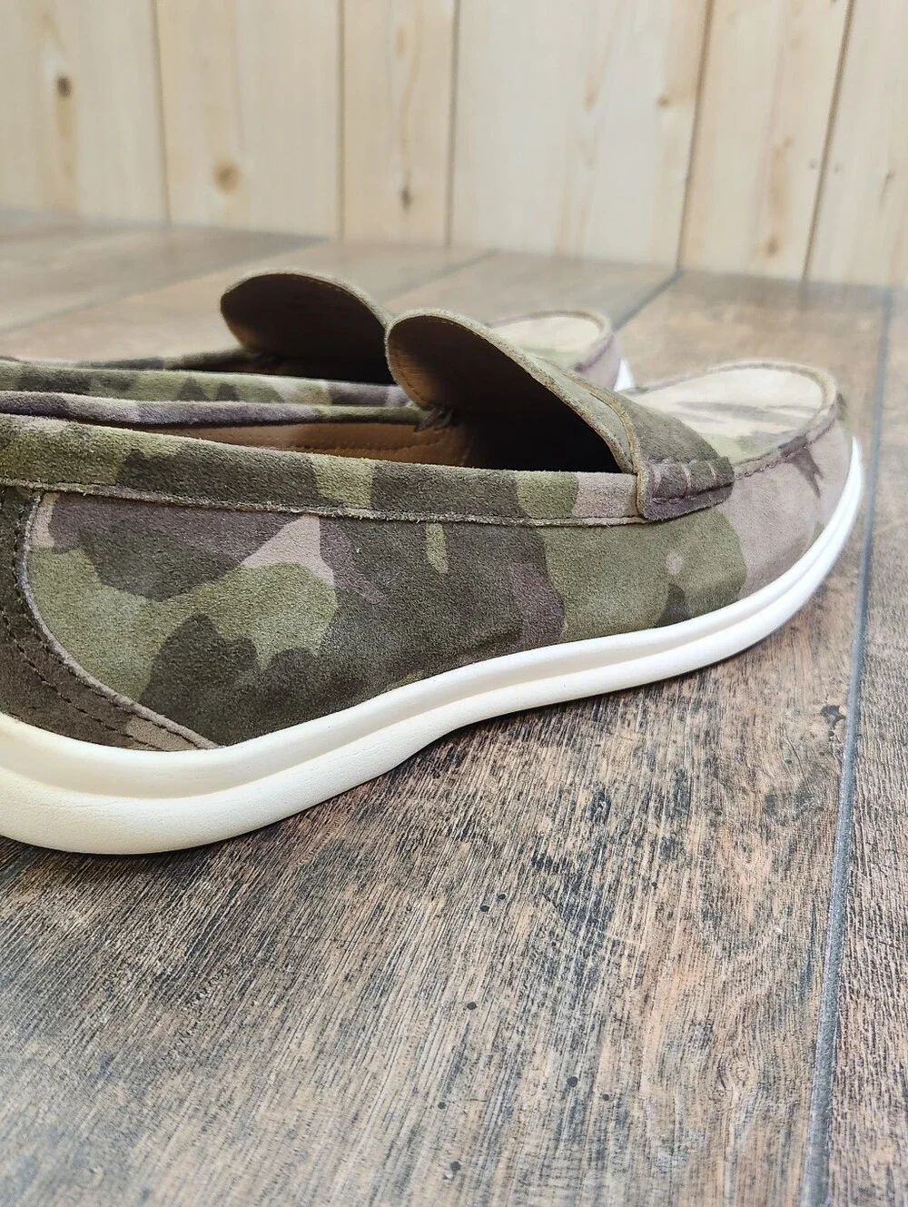 Johnston & Murphy Camo Suede Slip-On Loafer Brown Green Men's Size 10M 24-5738